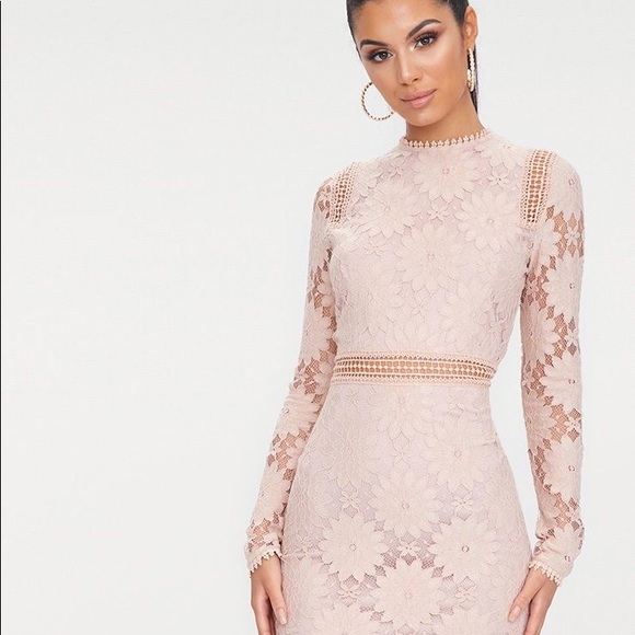 caris black long sleeve lace bodycon dress